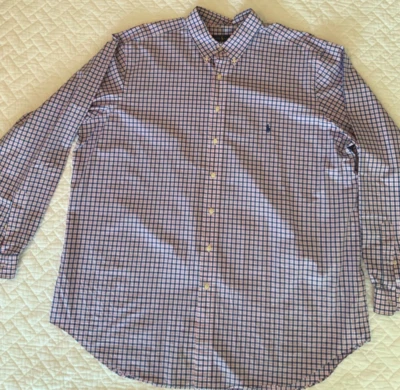 RALPH LAUREN Mens Long Sleeve Button Down Shirt Size2XLT Blue & Pink Plaid (C12) - Image 1 of 4