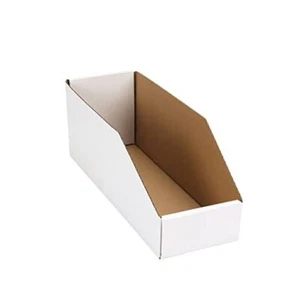 Cardboard Boxes, Pack of 35 Corrugated Storage Bins 12x4x4.5 inches White - Picture 1 of 7