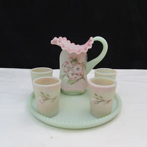 Fenton Lotus Mist Burmese Hand Painted 6pc. Child Mini Water Set Special Order W - Picture 1 of 13