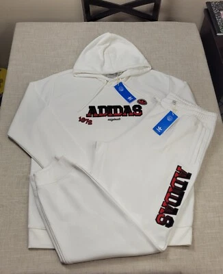 Adidas Sudadera con Capucha y Pantalones Jogger Conjunto XL Para Hombre Blanco Negro Rojo Retro Universitario Chenilla Foto 1 de 4