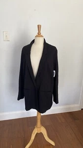 Old Navy Blazer Womens Large Black Single Button Notch Lapel Relaxed Career - Picture 1 of 15