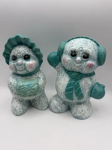 Vintage Keramik Holland Form Mr & Mrs Schneemann handbemalt Weihnachtsdeko 7"-8" - Bild 1 von 5
