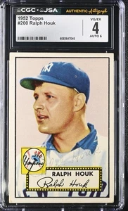 1952 Topps #200 Ralph Houk CGC 4 JSA Autogramm 6 New York Yankees - Bild 1 von 2