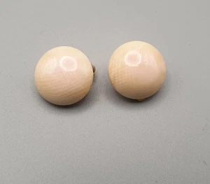 Vintage 1950s Mid-Century Earclips Button Design Made of Real Bone Unique - Picture 1 of 4