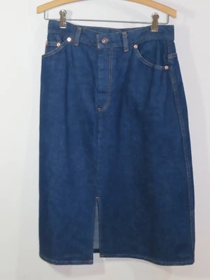 Vintage Levis Women's Blue Jean Denim Skirt 13 Orange Tab 70s 80s Leather Patch - Image 1 of 4
