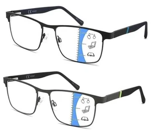 2 Pack Progressive Multifocal Reading Glasses For 2 Pack(black+gunmetal) 2.25 x - Picture 1 of 7
