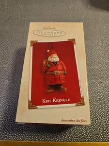 2003 Hallmark Ceramic Christmas Ornament Kris Kringle Santa Claus Back Pack Box  - Picture 1 of 3