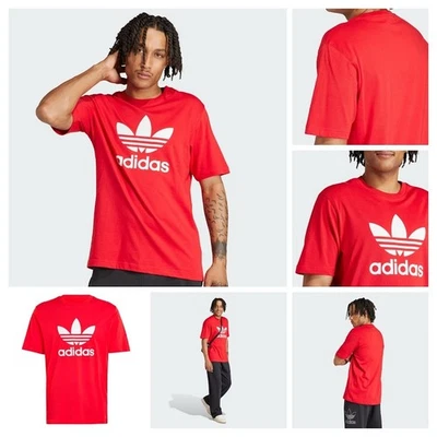 Adidas L Men's T Shirt Red/White Retro Classic Trefoil Logo Cotton - IR8009 NWT - Image 1 of 4