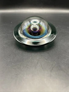 Vintage Signed Correia Saturn Paperweight Art Green Band OB - Picture 1 of 5