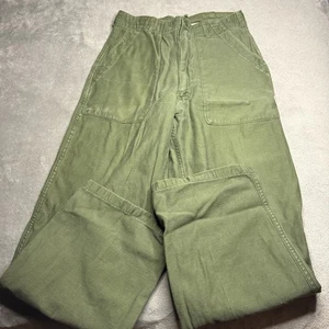 Vintage OG 107 Pants Men 30x31 (FIT 28x29) Green Fatigue Sateen Trouser 80s 1982 - Picture 1 of 13