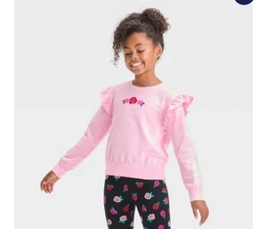 Cat & Jack Girl's Size Small (6-7) French Terry Pullover Sweatshirt Pink - Picture 1 of 3