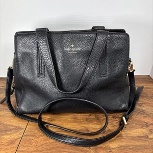 Kate Spade Dominique Street Satchel Bag Black Pebbled Leather Crossbody Medium - Picture 1 of 19