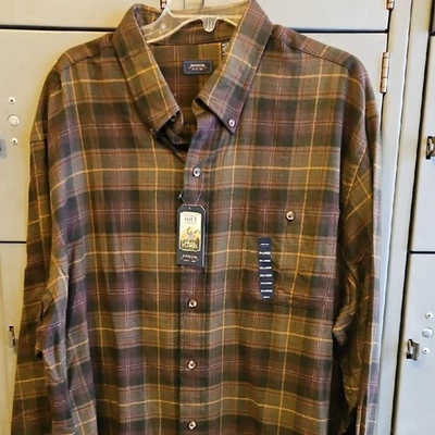 Arrow Brown and Yellow Plaid Button Down Shirt - Size XXL - Image 1 of 4