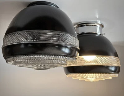 Antique 1930s 40s Pair Art Deco Machine Age Theater Black Directional Lights Vtg - Image 1 of 4