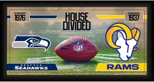 Seattle Seahawks vs. LA Rams Framed 10" x 20" House Divided Football Collage - Picture 1 of 1