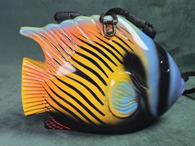 VTG TIMMY WOODS ANGEL FISH PURSE Bag Carved wood Multi color Beauty! - Image 1 of 4