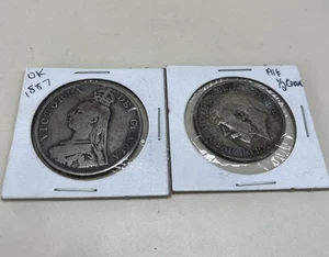 Lot 2 Großbritannien Double Florin, alte Welt Silbermünze - Bild 1 von 7