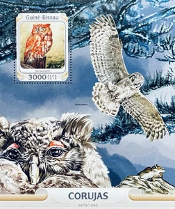 GUINEA BISSAU OWLS STAMP SHEET MNH 2016 RED OWL BIRDS OF PREY WILDLIFE BIRD - Picture 1 of 1
