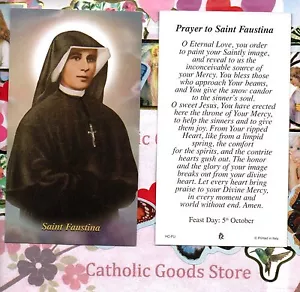Santa Faustina con oración a Santa Faustina - tarjeta sagrada de papel - Imagen 1 de 3