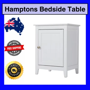 Hamptons Bedside Table Shelves Nightstand Storage Cabinet Furniture White Home - Picture 1 of 11