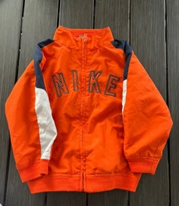 NIKE Kids Size 5 Years Orange Gray Wind-Breaker 1/4 Zip Pullover Sweater Jacket - Picture 1 of 6