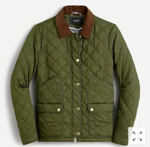 NWT J.CREW Quilted Barn Jacket Field Tack ~ Deep Moss (Olive Green)~ XXS - Picture 1 of 4
