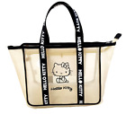 New JAPAN SANRIO Hello Kitty LARGE Mesh Shopping Handbag Flower Tote Bag Beige
