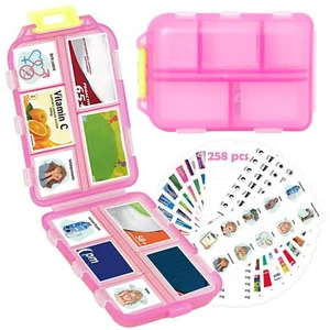 WUSUTE 2 Pcs Pill Organizer with Medicine Labels, Travel Pill Box Daily Pill - Picture 1 of 7