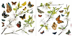 Fensterbild Schmetterlinge Blütenzweige Fenstersticker Frühling Kirschblüten - Bild 1 von 1