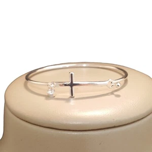 Vera Bradley Women's Silver Plated Cross Have Faith Bangle Bracelet NWT - Picture 1 of 4