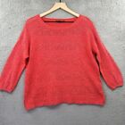 TOMMY BAHAMA Sweater Womens S Small Coral Red 3/4 Sleeve Linen Cotton Knit Beach