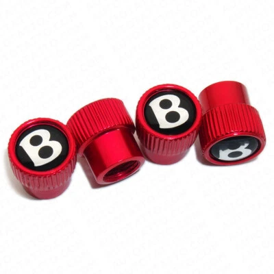 4pcs Universal Fit Bentley Car Wheels Tire Air Valve Caps Stem Dust Cover Red - Image 1 of 4