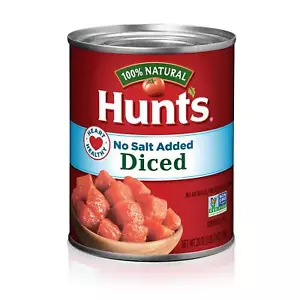 Hunt's Diced Tomatoes No Salt Added, 28 oz With Free Shipping - Picture 1 of 8