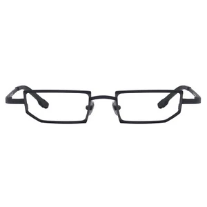 Kleine schmale Linsenbrille geometrischer Titanrahmen rechteckige Metallbrille - Bild 1 von 17