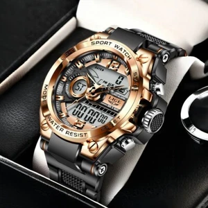 Military Men Watch LED Digital Quartz Date Week Waterproof Sport Man Wristwatch - Picture 1 of 7
