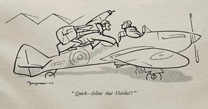 1940 Original Print WW2 SPITFIRE PLANE - QUICK - FOLLOW THAT HEINKEL ! - Picture 1 of 1