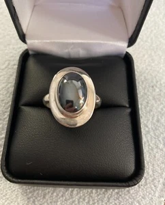 Anello in argento sterling .925 VHC ematite ovale misura 7,25 - Foto 1 di 11
