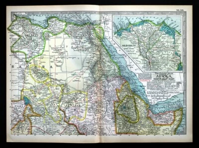 1897 Century Map NE Africa Egypt Cairo Nubia Abyssinia Libya Tripoli Somalia - Image 1 of 4