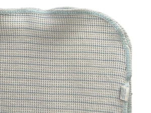 Carters Vtg Waffle Knit Baby Blanket Blue Striped Thermal Receiving Lovey USA - Picture 1 of 4