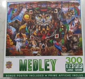 Master Pieces 300 Pc EZ Grip Jigsaw Puzzle Medley Animal Totems Native American - Picture 1 of 9