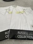 Russell Collection Ladies White Herringbone Long Sleeve Shirt Size S. Set of two