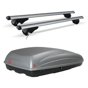 Roof Box Roofbar Full Kit 400L / 135cm Rooftop Cargo Carrier Combo with Fixings - Picture 1 of 14