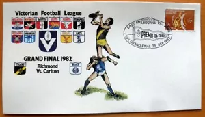 VICTORIAN FOOTBALL LEAGUE 1982 GRAND FINAL FIRST DAY COVER- RICHMOND Vs CARLTON - Foto 1 di 1