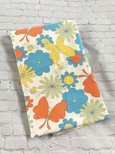 Vtg 70's Flower Power Fabric 106” X 30” Psychedelic Bright Colors Butterfly Bug - Picture 1 of 7