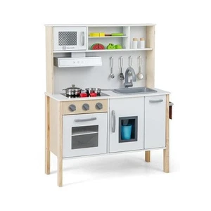 Wooden Pretend Play Kitchen Set for Toddlers-White - Color: White - Picture 1 of 5