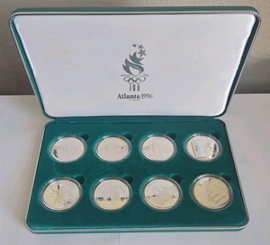1995 1996 ATLANTA CENTENNIAL OLYMPIC GAMES 8 COIN SILVER PROOF SET OGP COA #08P - Picture 1 of 6