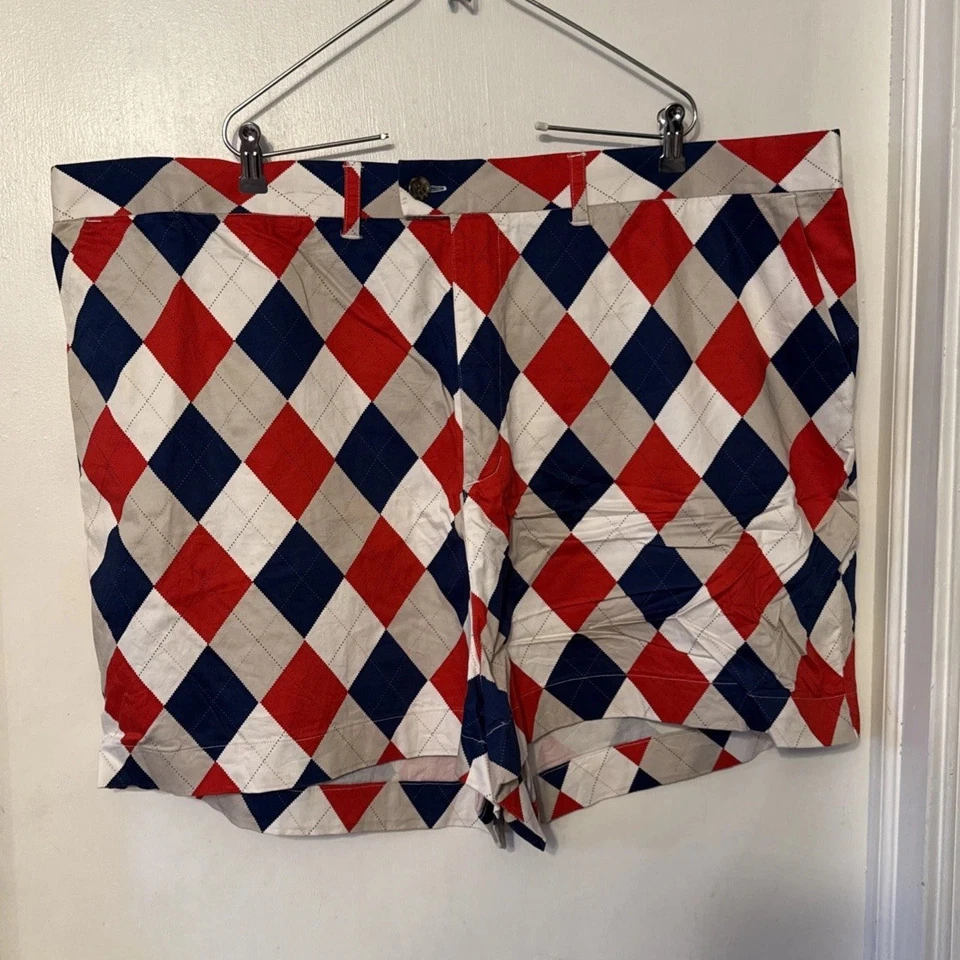 Loudmouth Men’s Golf Shorts Size 44 Blue & Red Diamond Big And Tall - Image 1 of 4