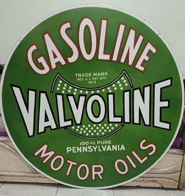 Valvoline Gasoline grn Porcelain Enamel Heavy Metal Varaition Sign Double Side - Image 1 of 4