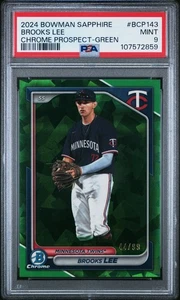 2024 BOWMAN SAPPHIRE ED CHROME PROSPECTS GREEN #BCP143 BROOKS LEE 44/99 PSA 9 - Picture 1 of 2