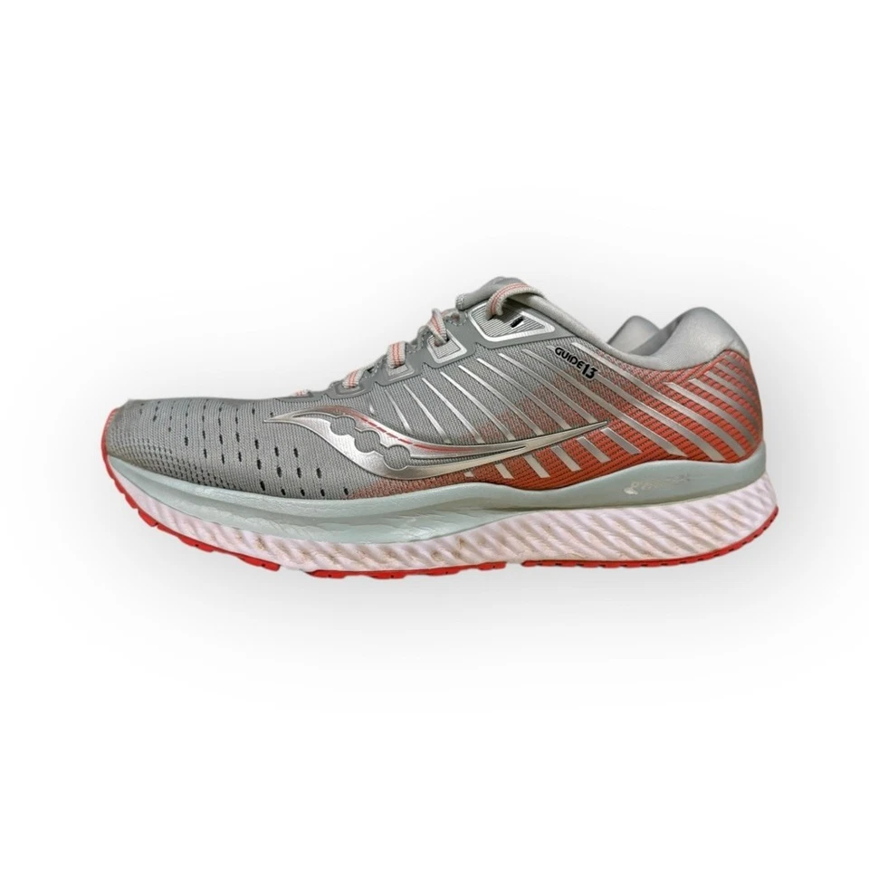 Zapatos para correr Saucony Guide 13 gris/coral para mujer PWRUN cómodos talla 7,5 Foto 1 de 4